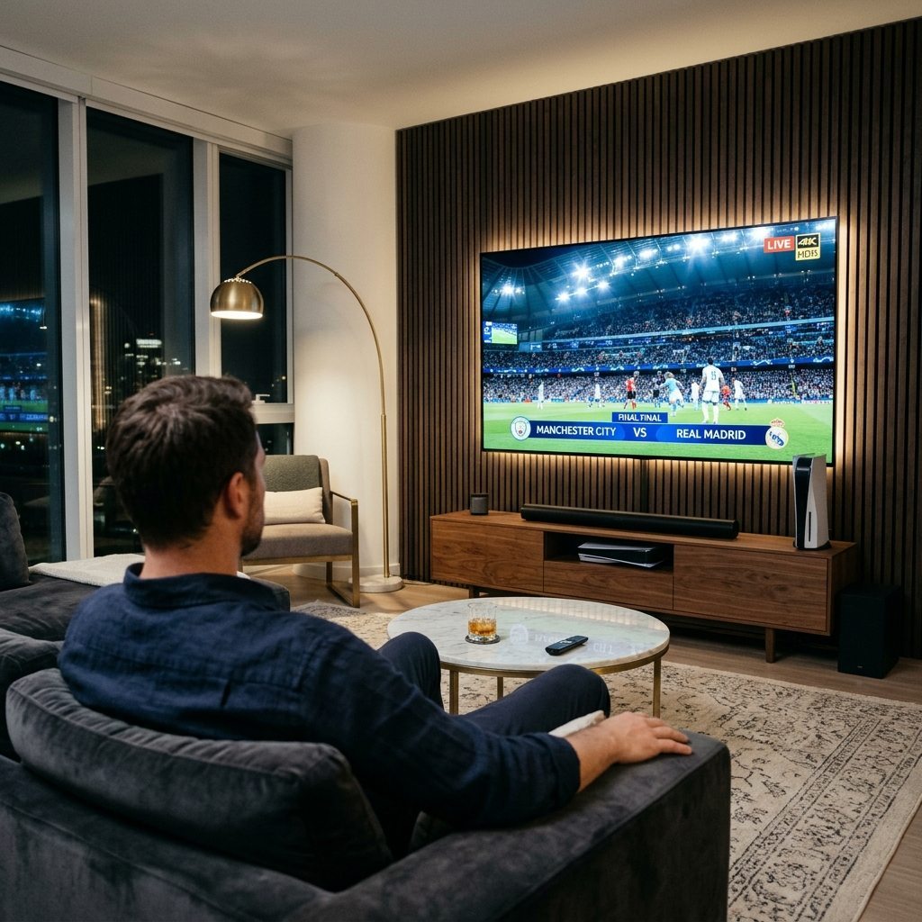 Smartiflixiptv ultra-fast zapping interface on 4K living room television